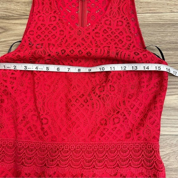 Tadashi Shoji Red Crochet Lace Jacques Midi Dress - Picture 7 of 12